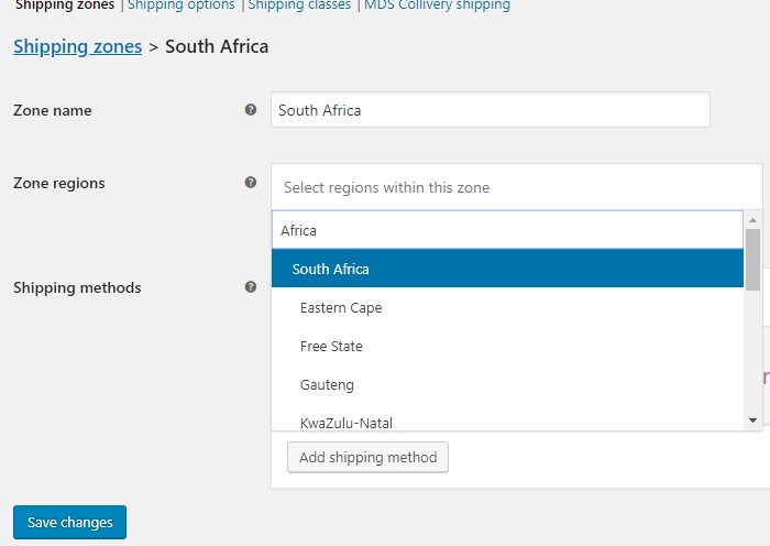 woocommerce shipping add zone