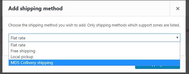 Add shipping method list