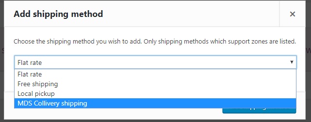 woocommerce shipping add method zone