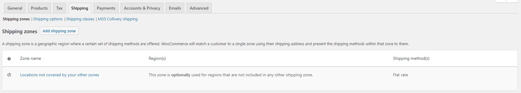 woocommerce shipping zones